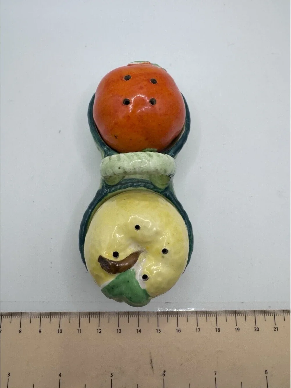 Vintage Salt & Pepper Shakers Occupied Japan Orange & Apple In A Basket 3 Piece